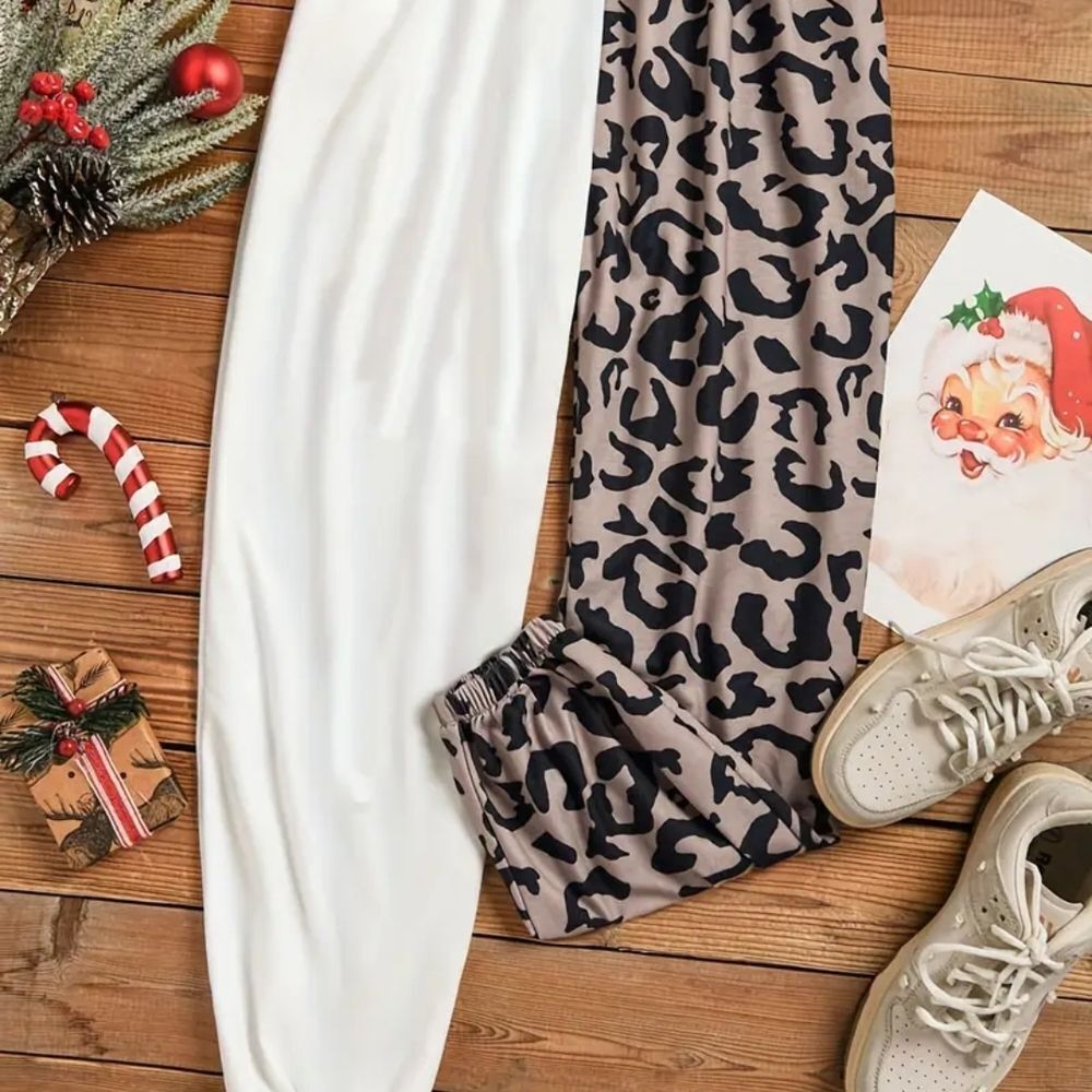 Leopard and Snowman Print Joggers - Picture 5 of 6